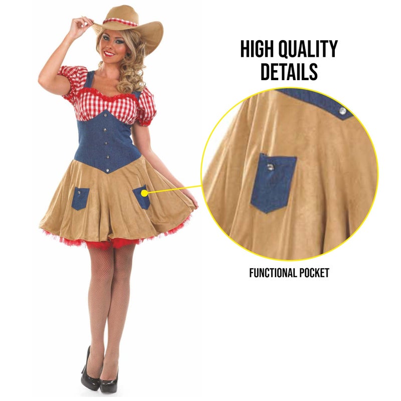 fun shack Cowgirl Costume for Women, Western Outfit, Cowgirl Attire, Country Style Costume, Small - Image 4